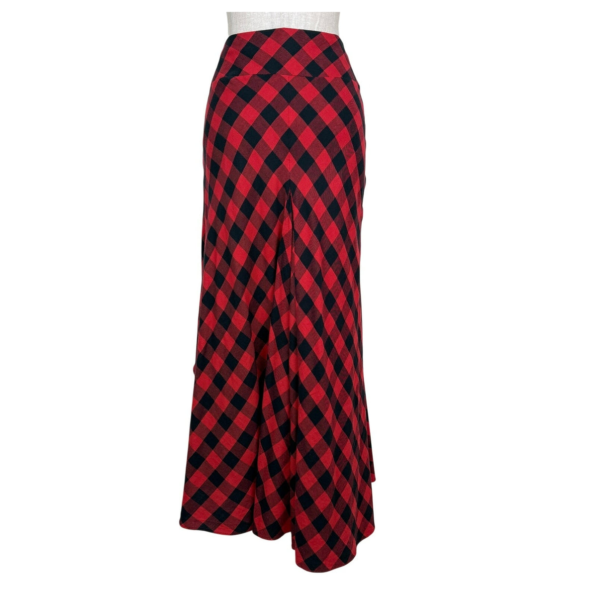 Lauren Ralph Lauren Buffalo Plaid Ruffle Maxi Skirt Cotton Western Romantic Sz 2