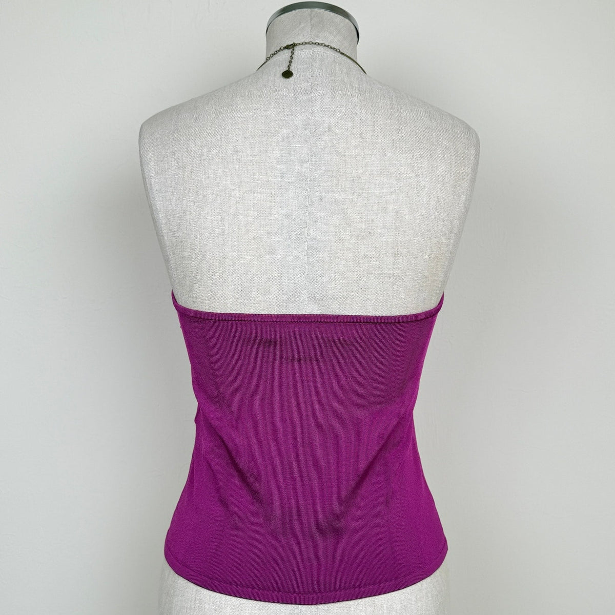 Ralph Lauren Glam Halter Top Metal Disc Embellished Vintage Y2K Fuchsia Size L