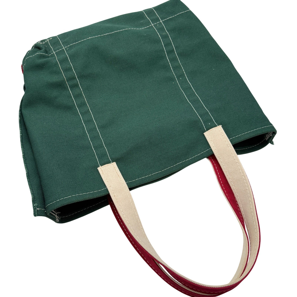 Vintage L.L.Bean Boat and Tote Cotton Canvas Green Red Festive Preppy USA Made