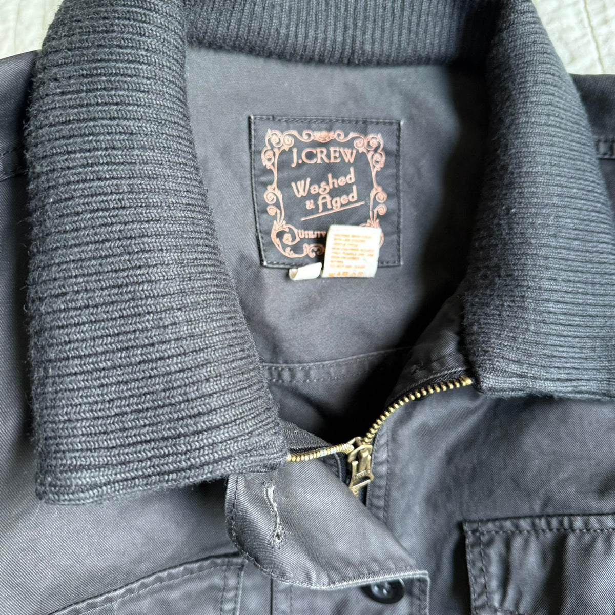 J.Crew Washed & Aged Utility Jacket Black Cotton Women's Large