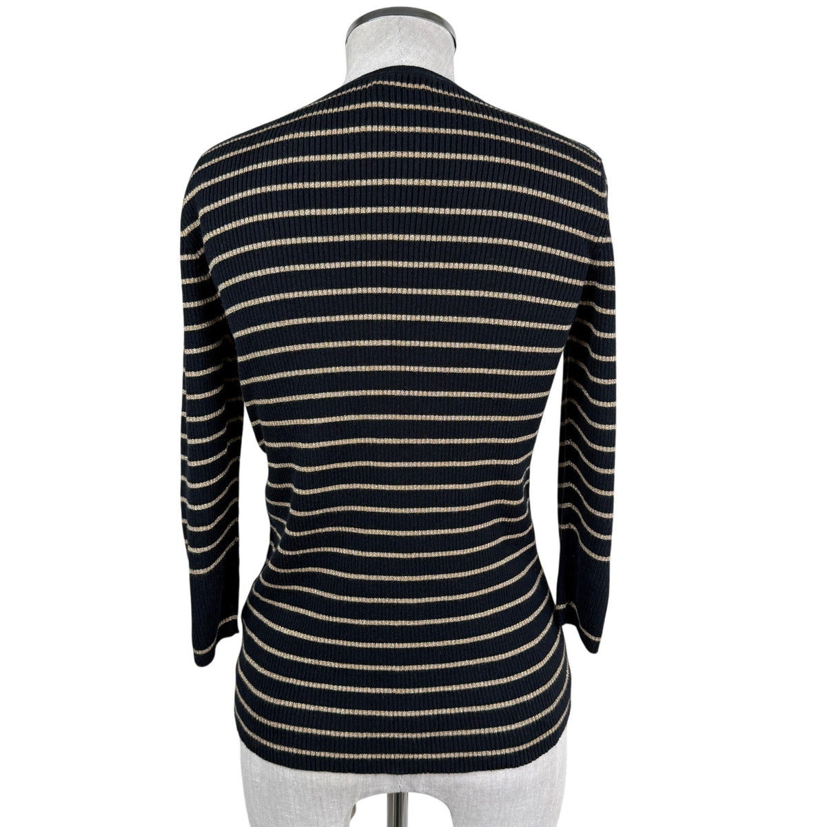 Lauren Ralph Lauren Black & Gold Metallic Stripe Sweater