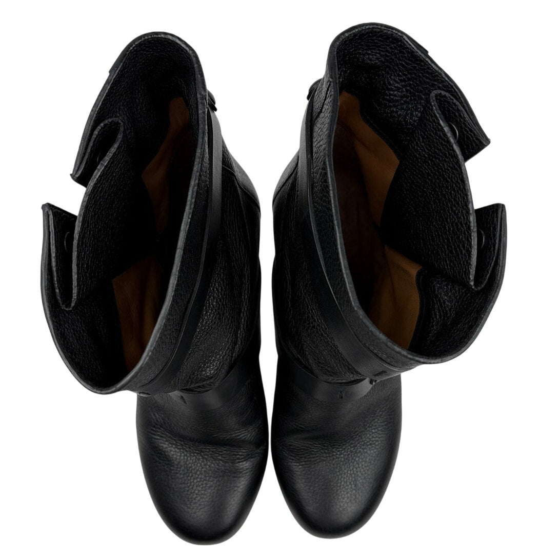 Chloé Black Leather Moto Ankle Boots Buckle Strap Made in Italy 37 Boho Moto