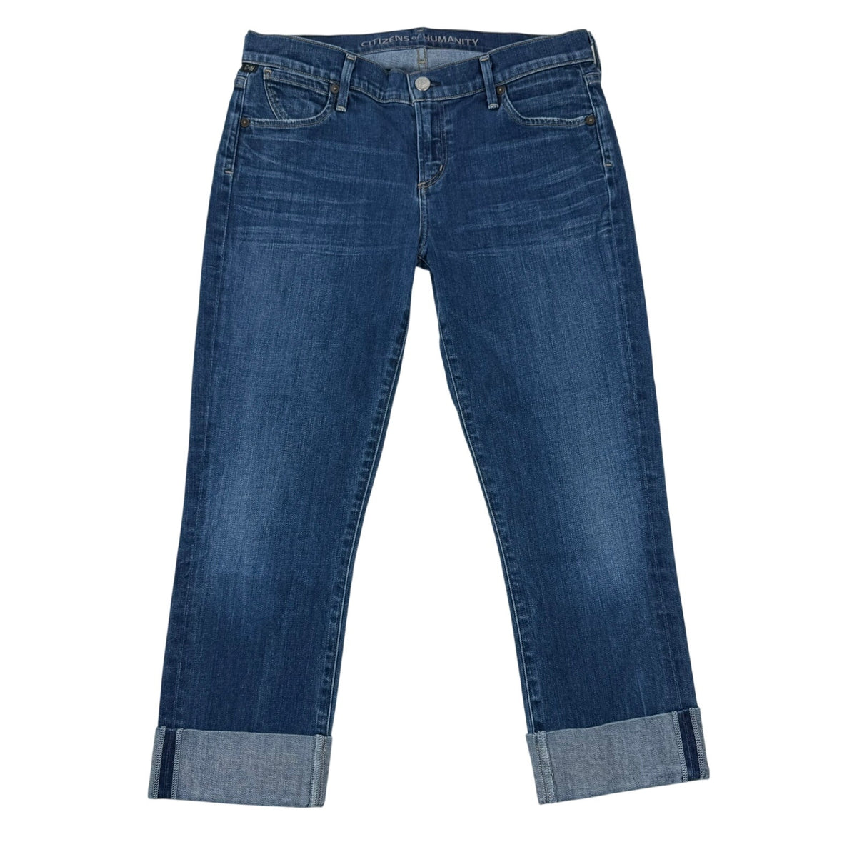 Citizens of Humanity Dani Cropped Straight Leg Jeans Cuffed Blue Denim Womens 29