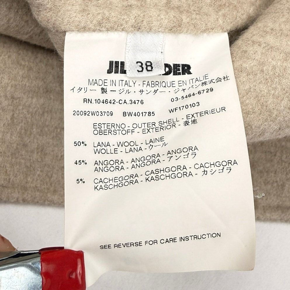 Jil Sander Wool Angora Cashgora Sheath Dress Oatmeal Minimalist Sz IT 38