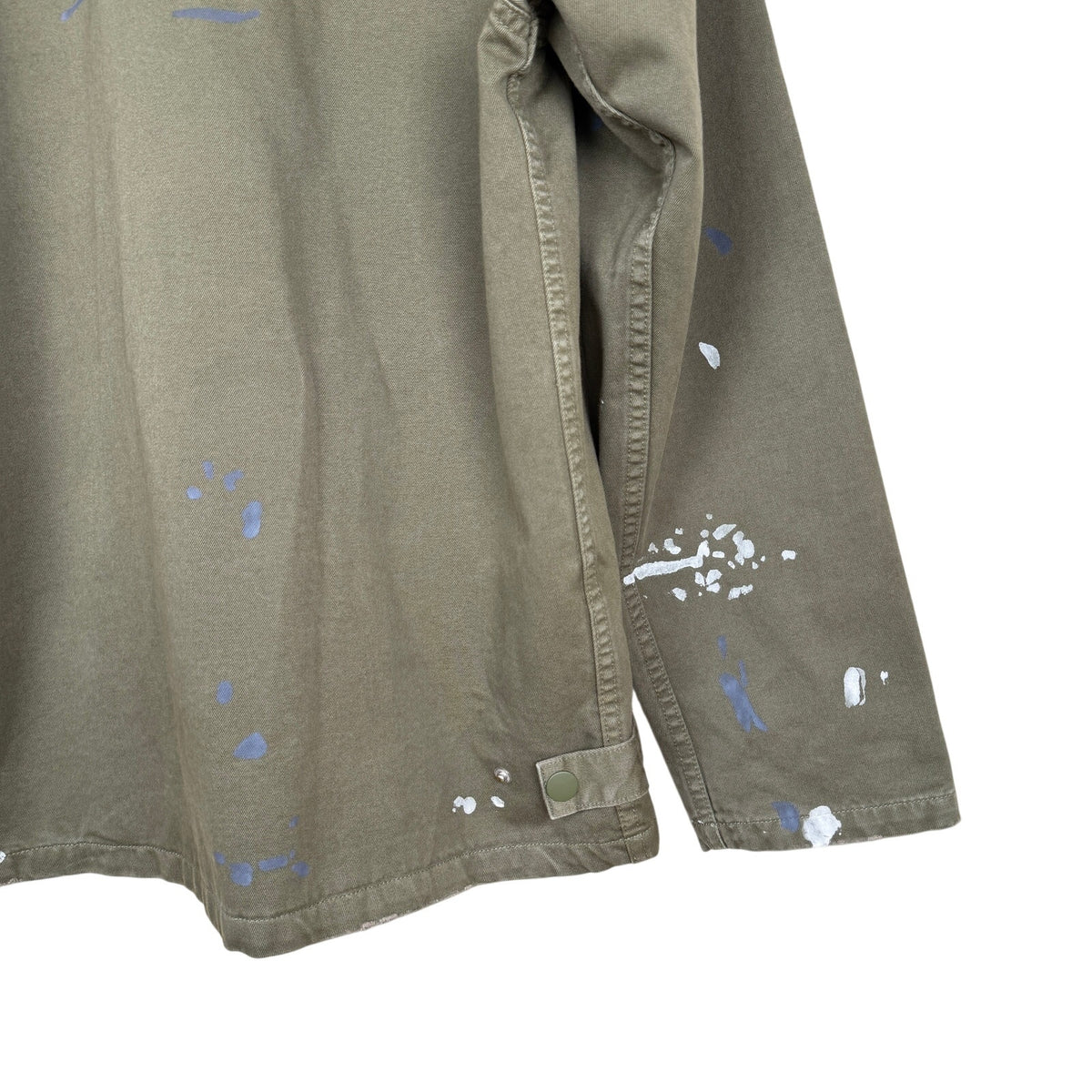 Hudson Military Jacket Distressed Paint Army Olive Workwear Regular Fit SM
