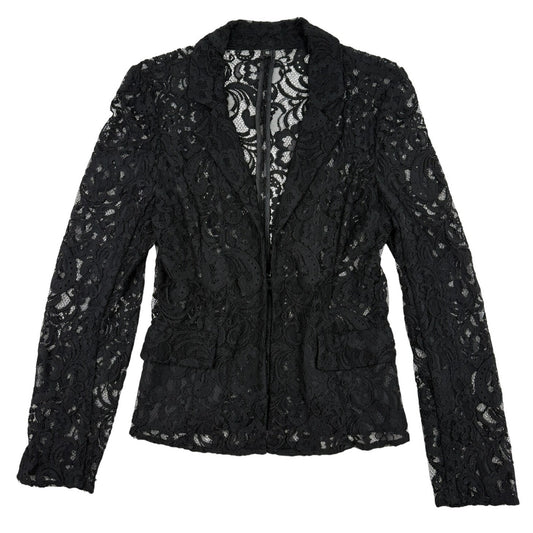 Giancarlo Ferrari Lace Blazer Sheer Jacket Size 10 Black Vintage 90s Romantic