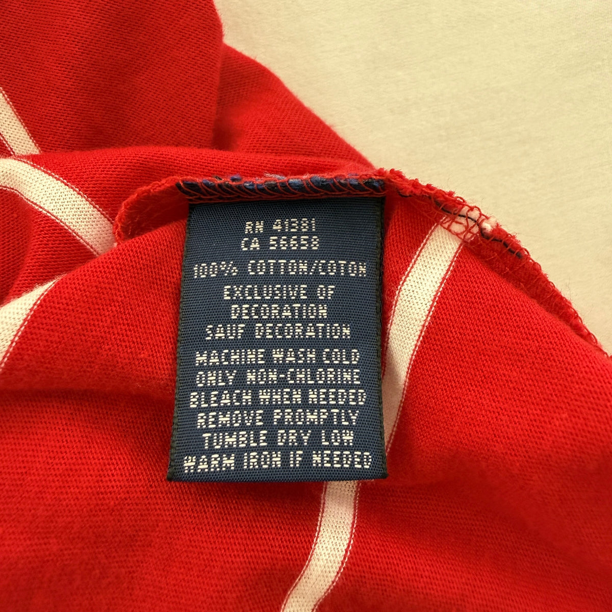 Ralph Lauren Striped V Neck T Shirt Cotton Red White Size L Preppy NWT