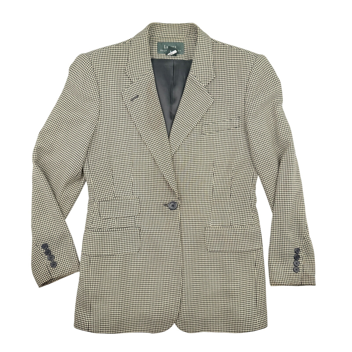 Vintage Lauren Ralph Lauren Houndstooth Tailored Blazer USA Women's 4 Equestrian