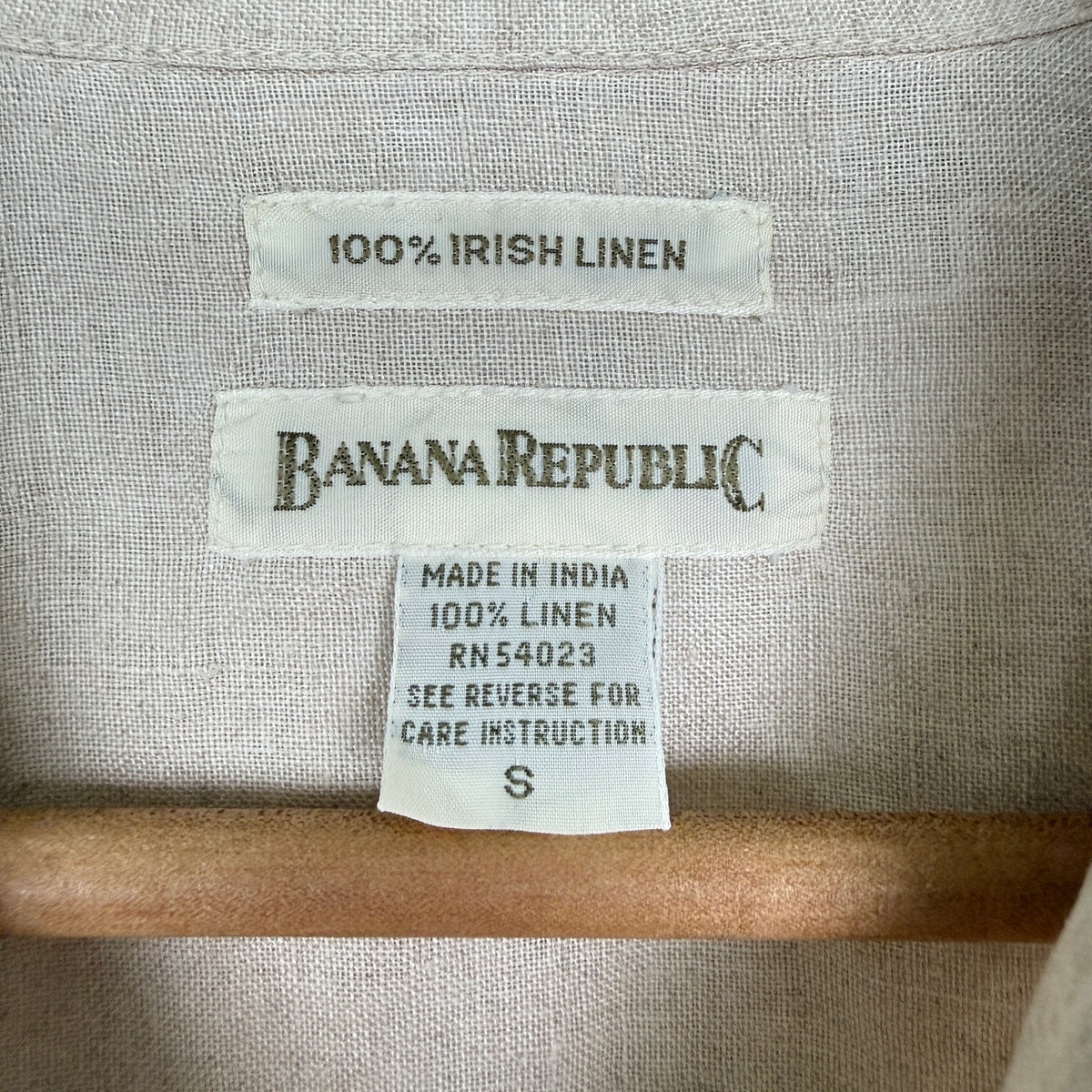 Vintage Banana Republic Irish 100% Linen Button Front Shirt Beige 90s Safari S