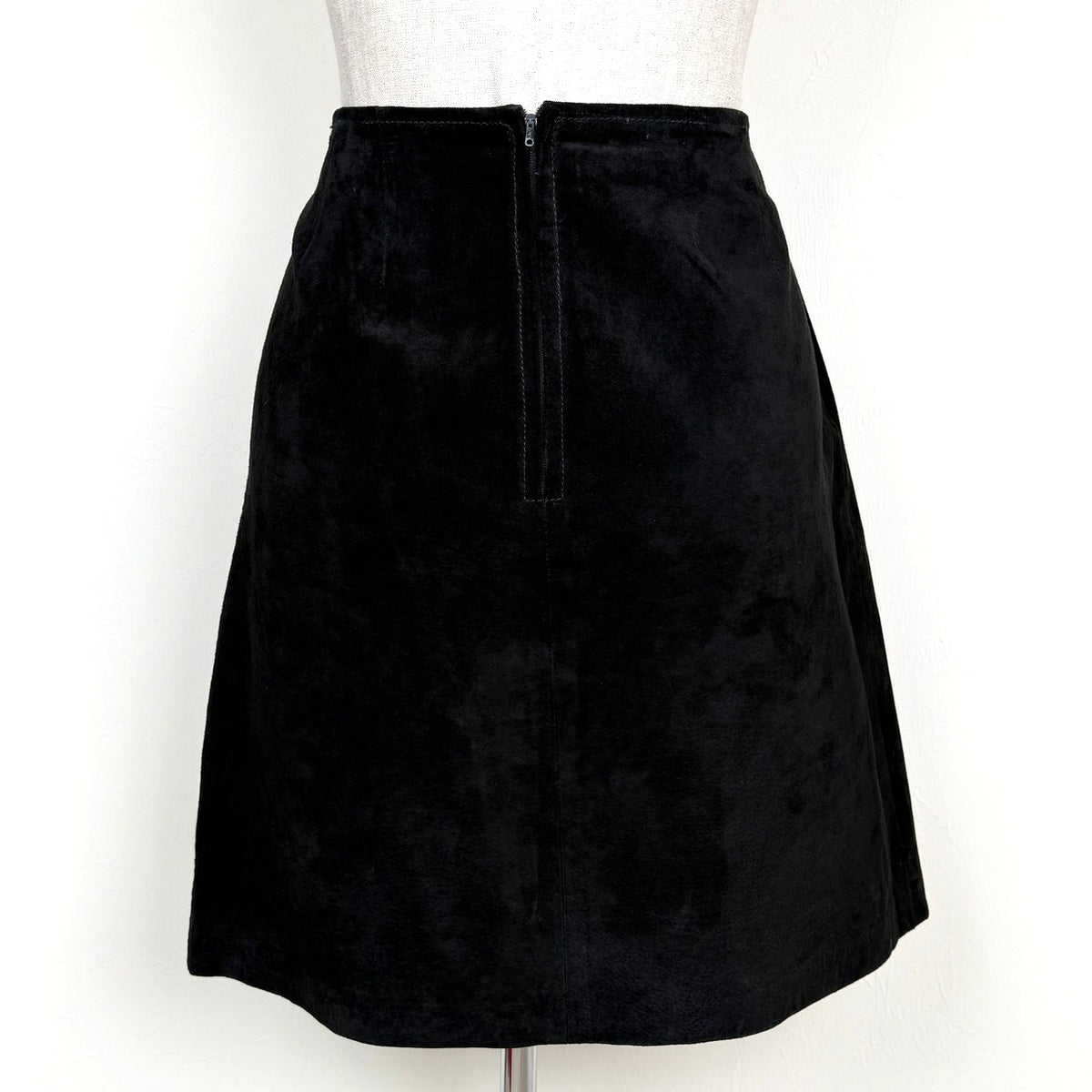 Vintage 90s Black Suede Leather Wrap Mini Skirt Gold Hardware Erez Levy