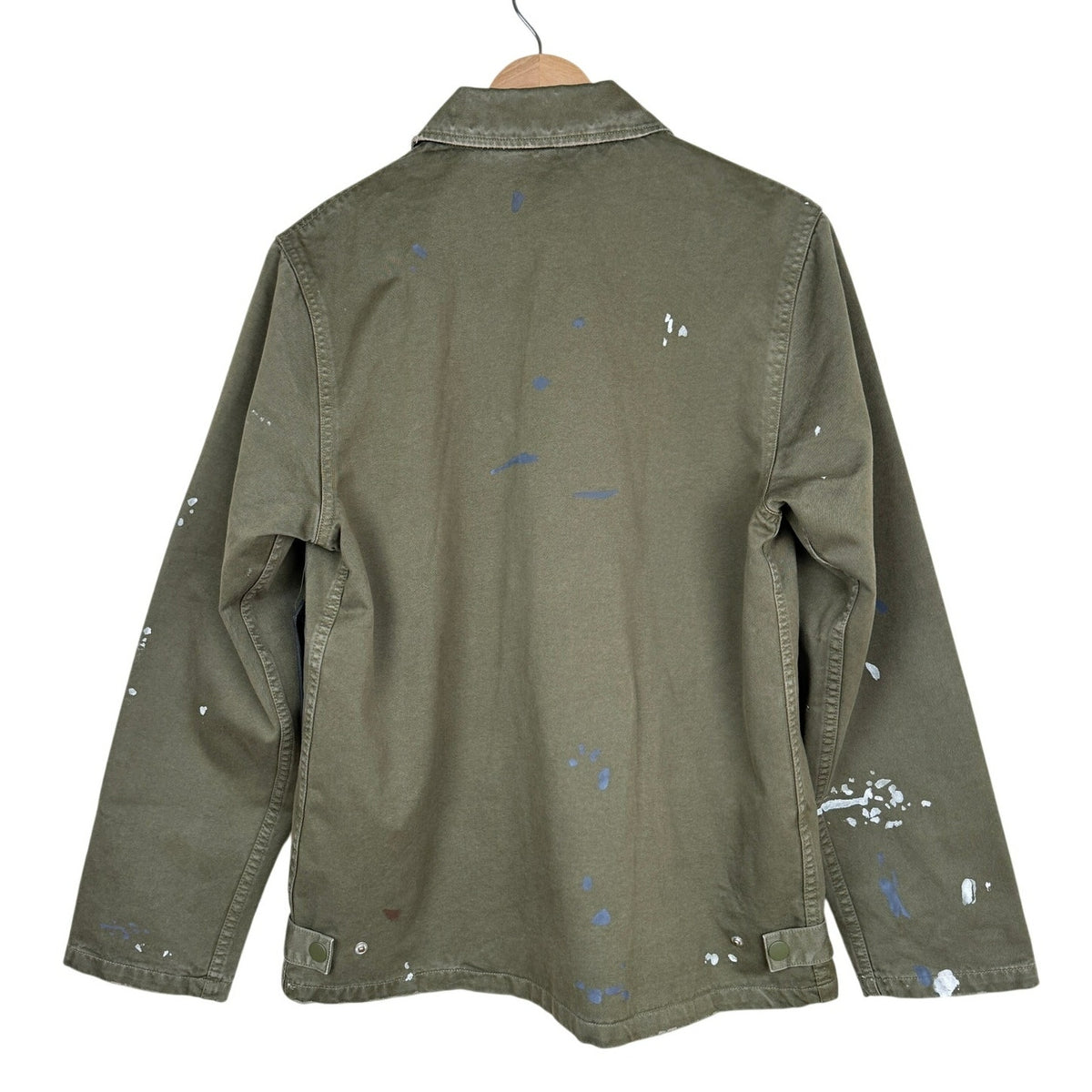 Hudson Military Jacket Distressed Paint Army Olive Workwear Regular Fit SM