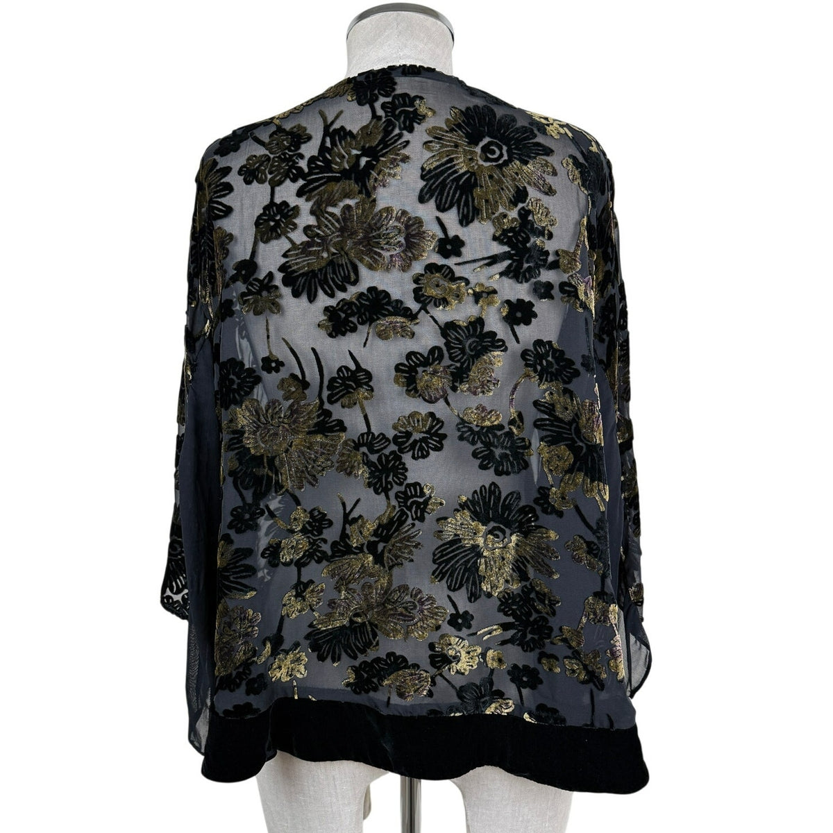 Vintage Black & Gold Silk Blend Burnout Bolero Jacket