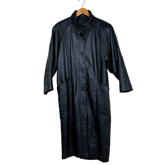 Vintage Pelle Black Genuine Leather Long Coat