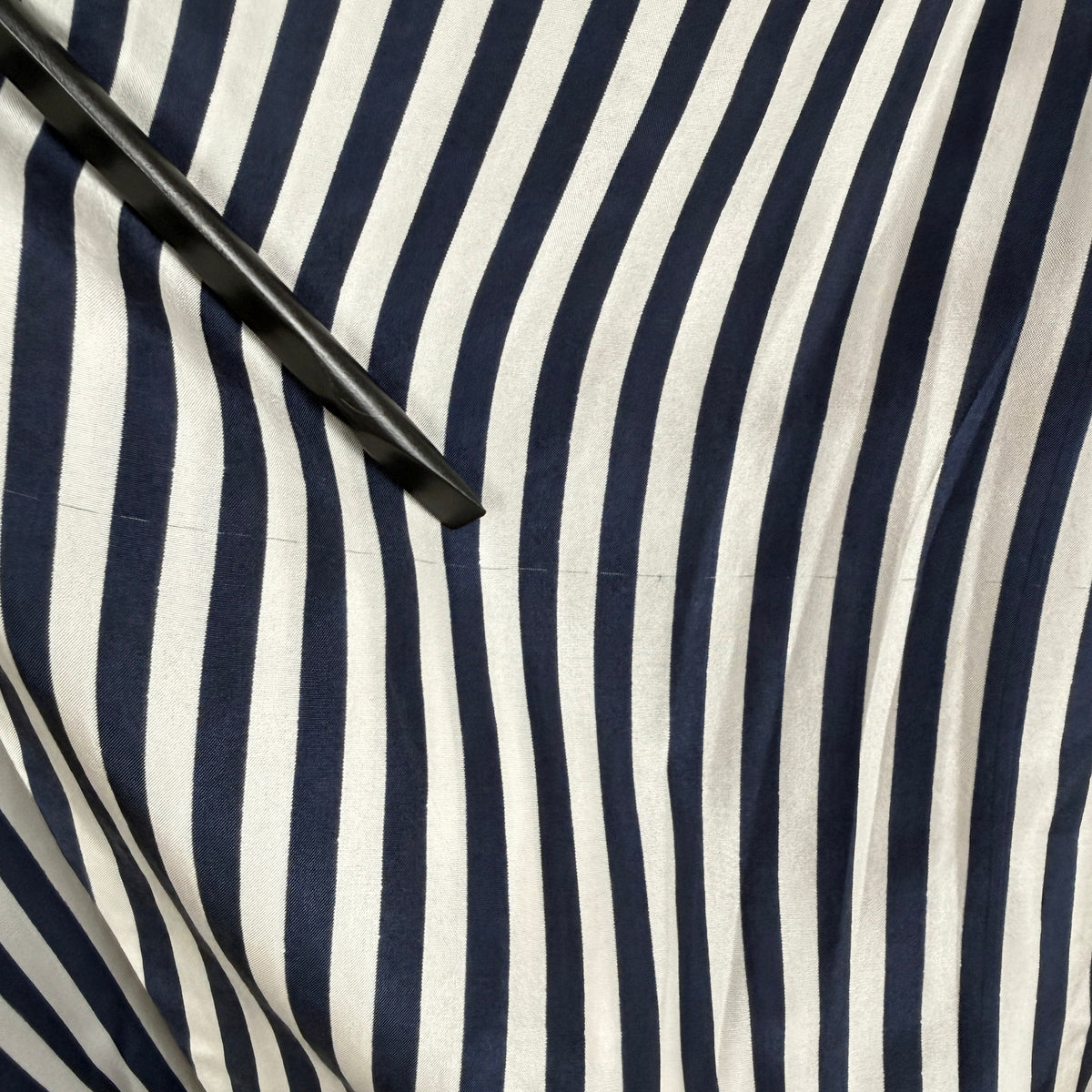 Vintage Stunt Collections 100% Silk Shirt L Navy Blue White Stripe Oversized 90s
