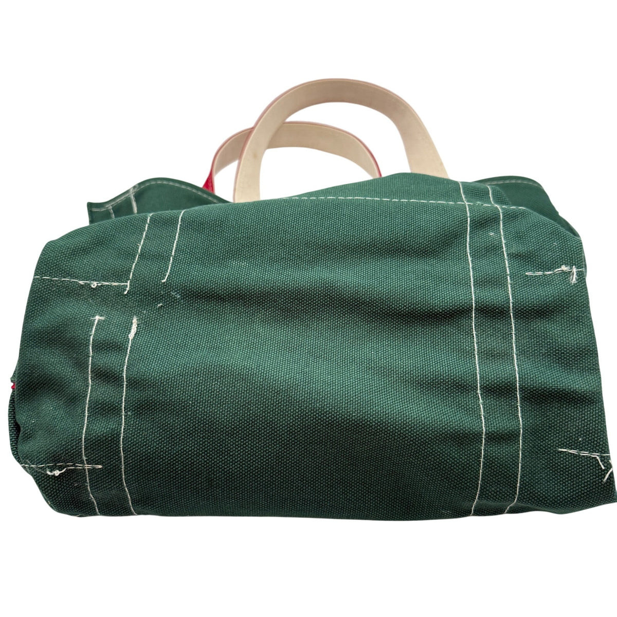 Vintage L.L.Bean Boat and Tote Cotton Canvas Green Red Festive Preppy USA Made