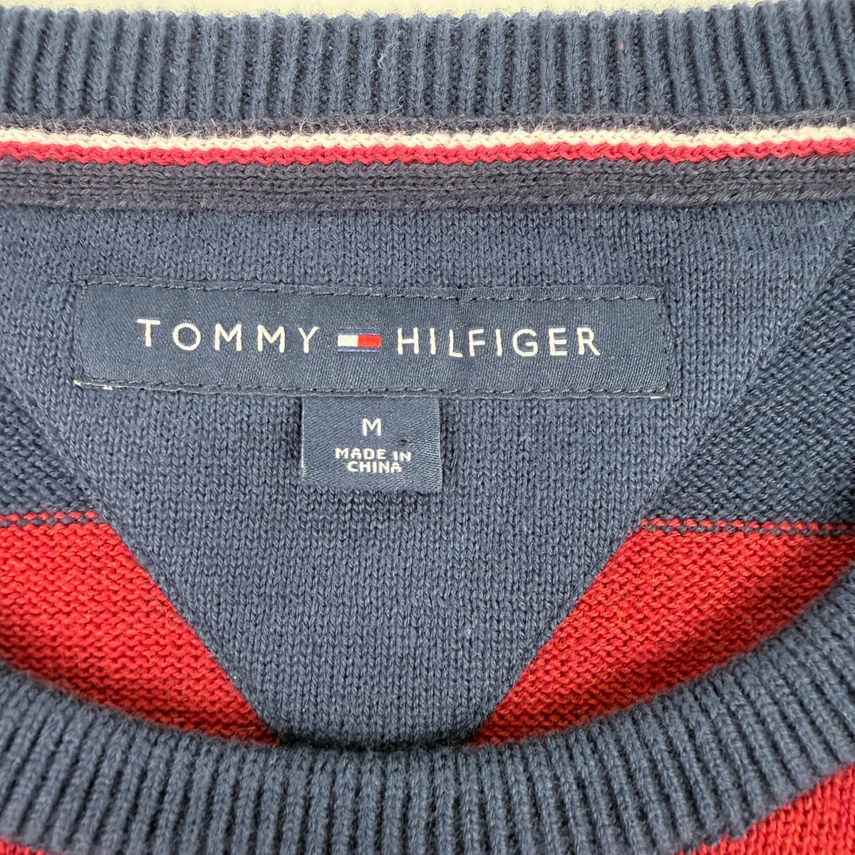 Tommy Hilfiger Striped Cotton Sweater Crewneck Preppy Coastal Nautical Men's M