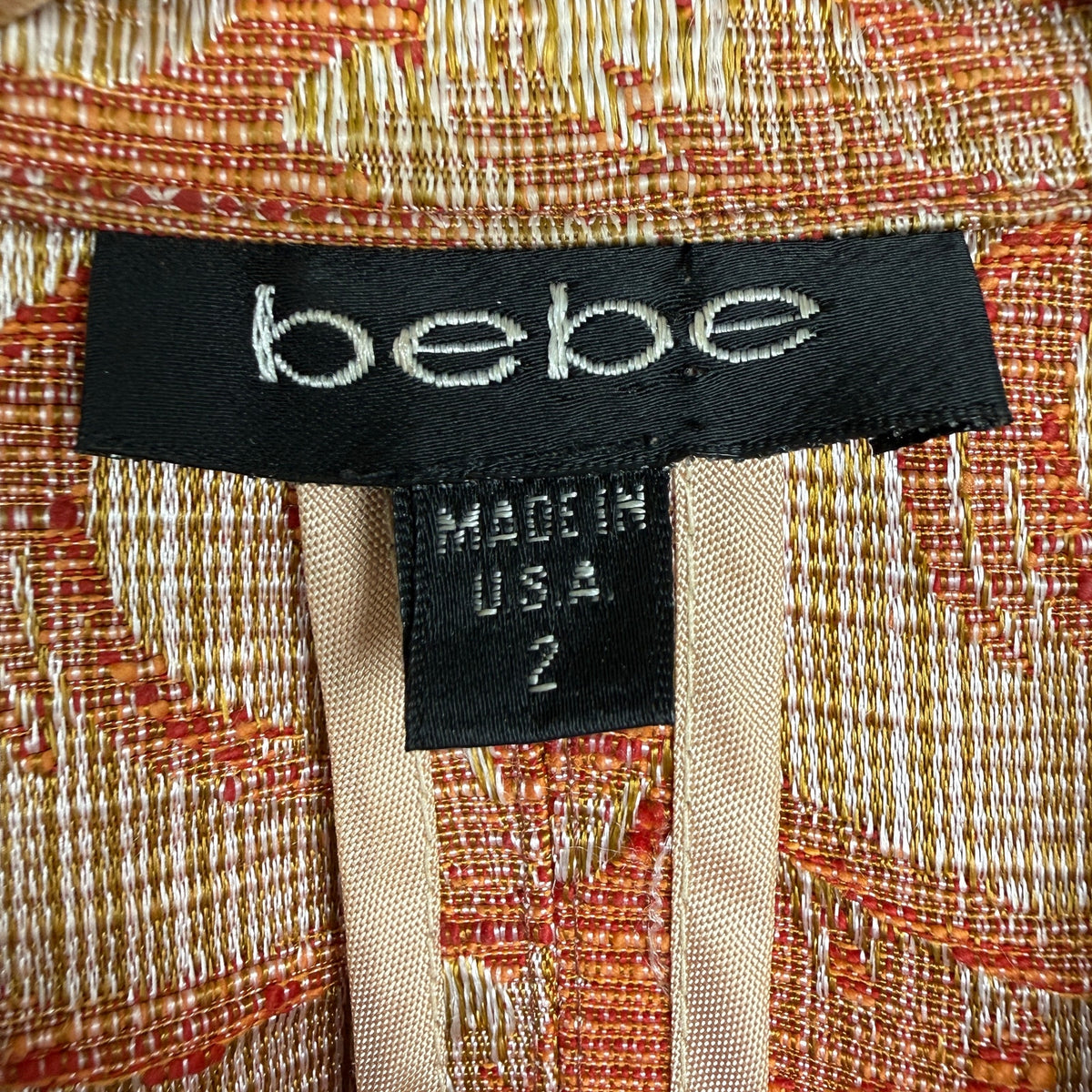 Bebe Tapestry Floral Brocade Blazer Jacket Cotton Blend Vtg Y2K Made in USA Sz 2