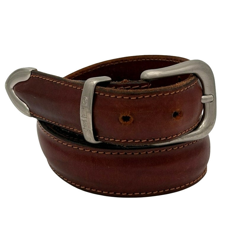 Nautica Leather Belt Brown Size 32 Made in Italy Vintage 90s Y2K Preppy Coastal