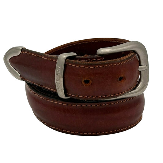 Nautica Leather Belt Brown Size 32 Made in Italy Vintage 90s Y2K Preppy Coastal
