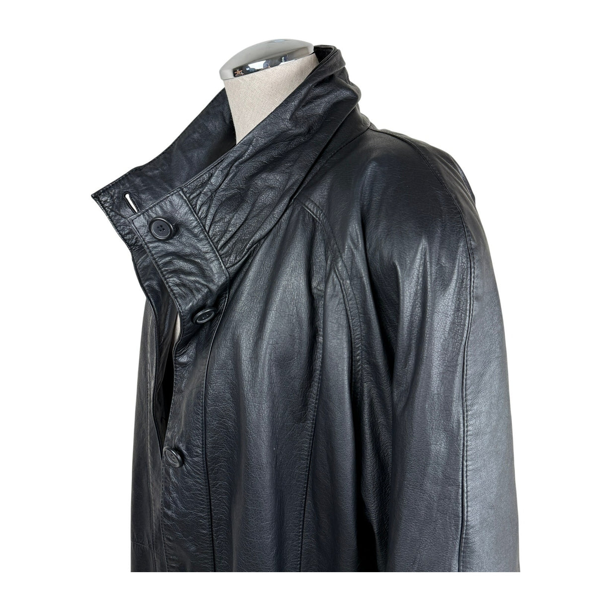 Vintage Pelle Black Genuine Leather Long Coat