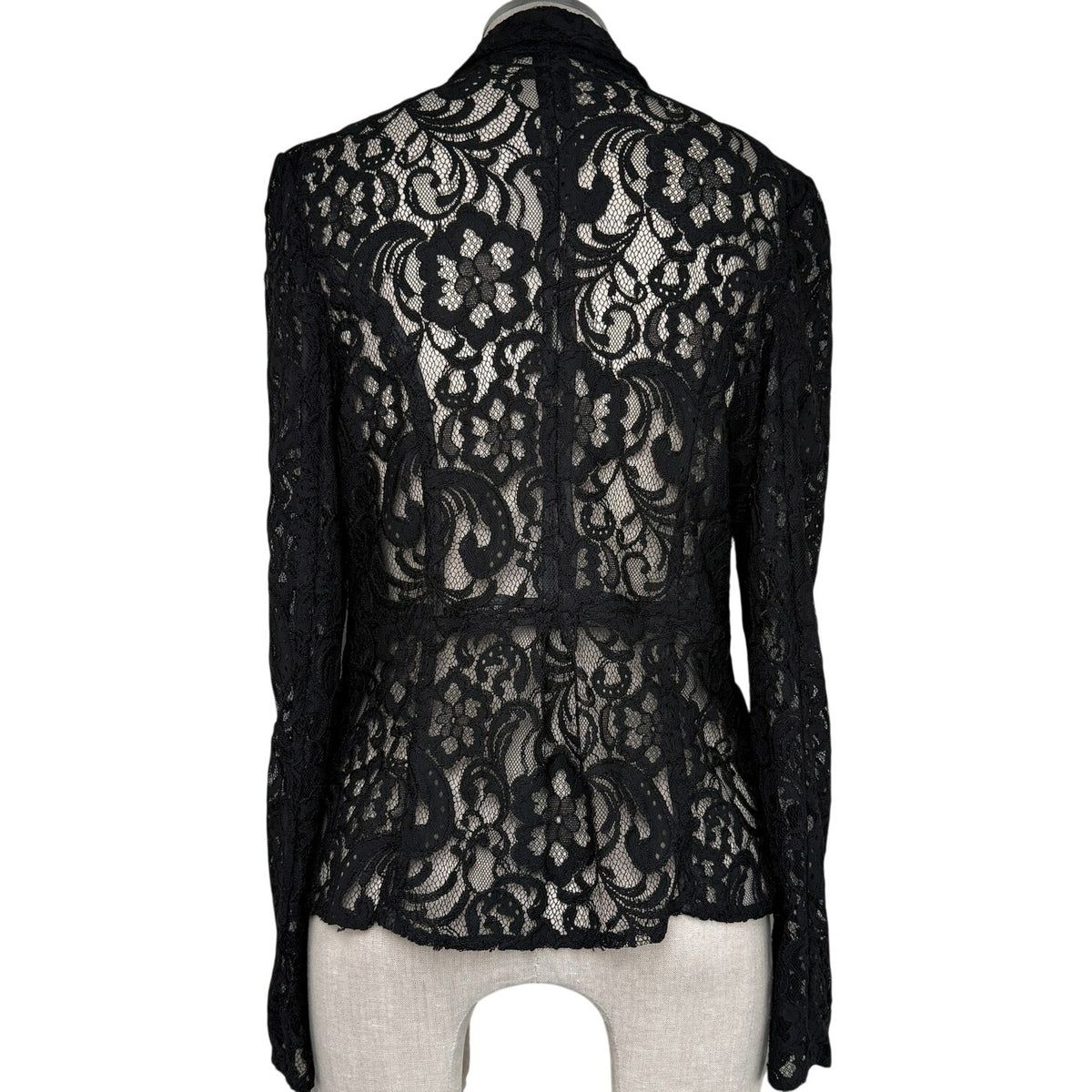 Giancarlo Ferrari Lace Blazer Sheer Jacket Size 10 Black Vintage 90s Romantic