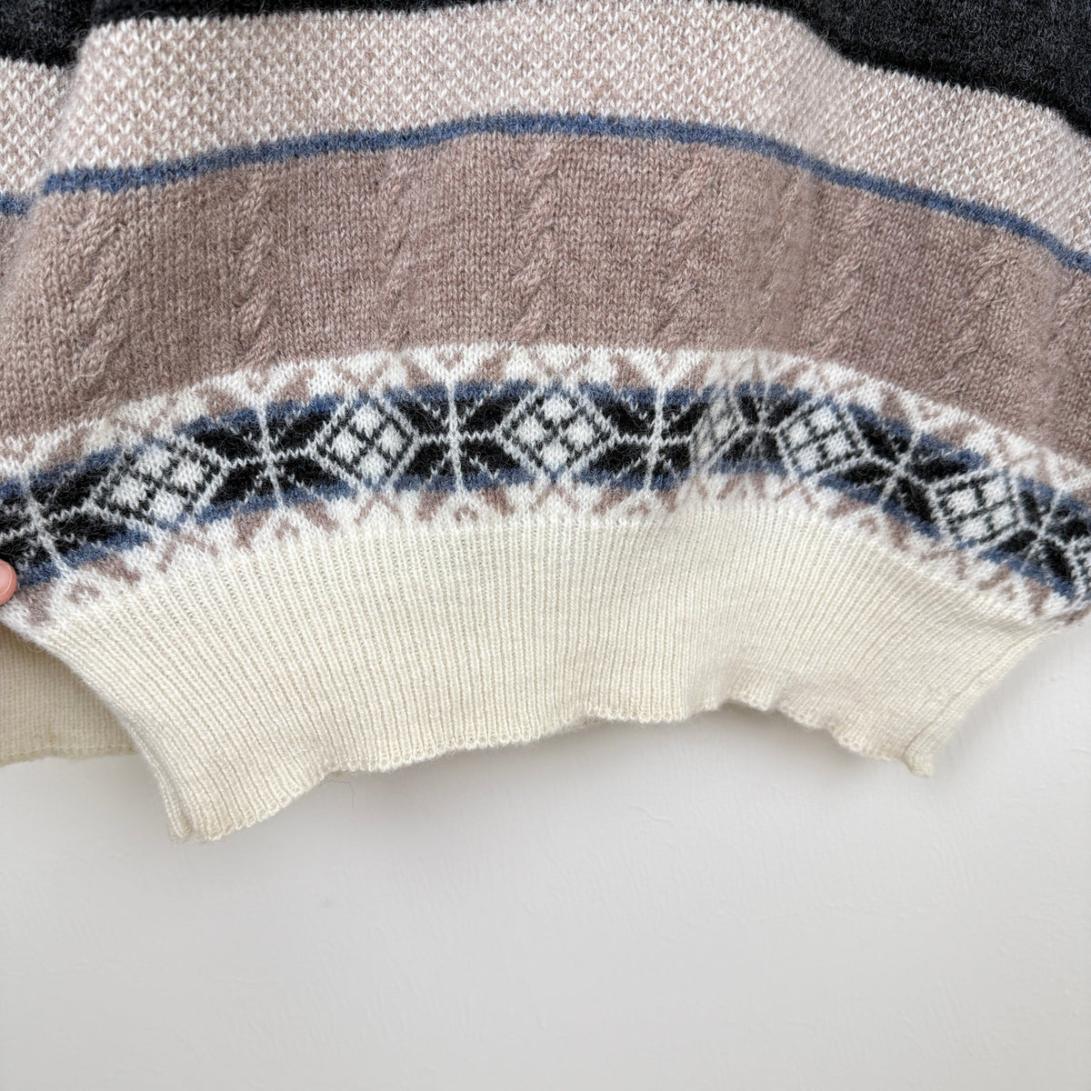 Tesco Items Fair Isle Sweater 100% Wool Nordic Winter Pullover Size S Men's