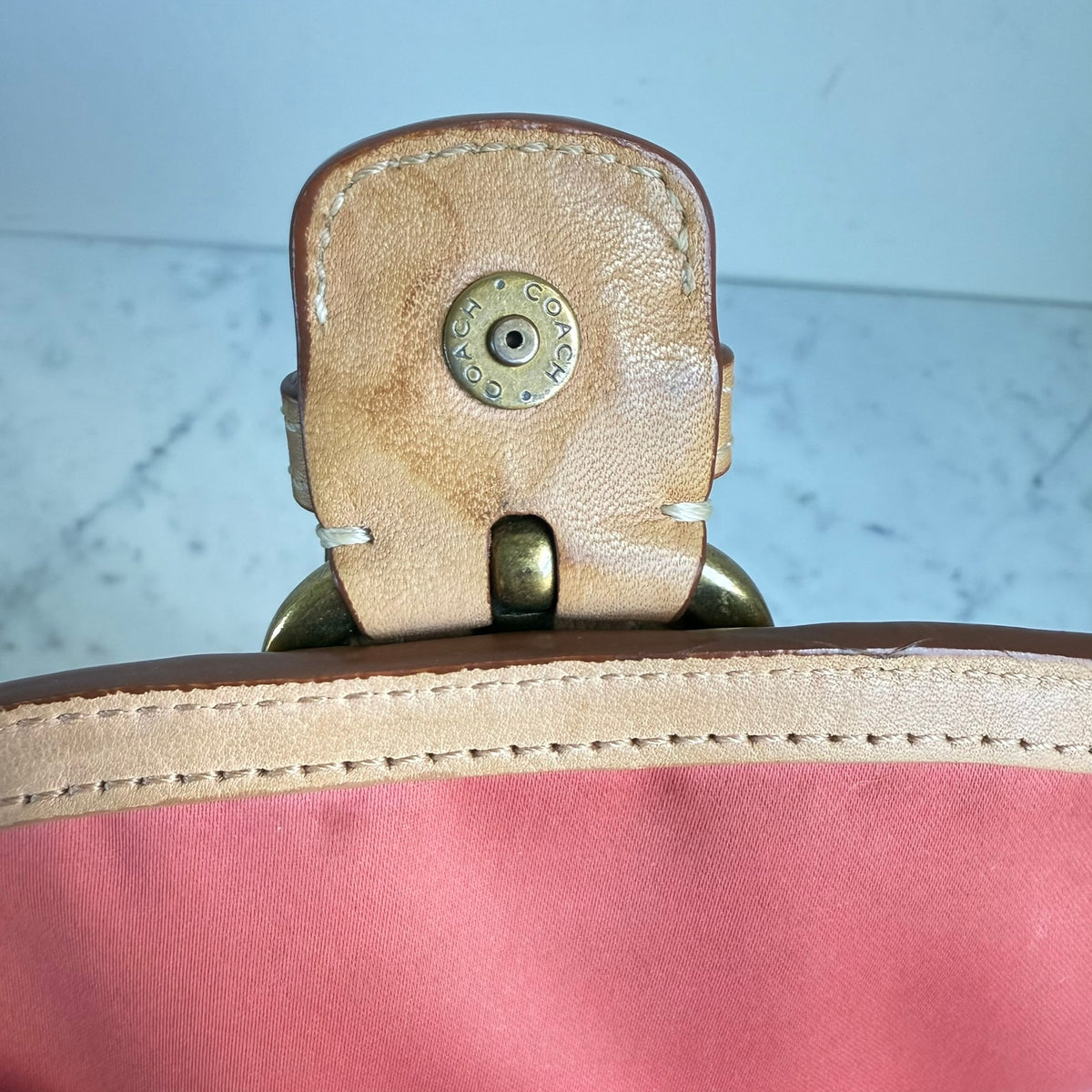 Coach Shoulder Bag Leather Saddle Tan Buckle Western Boho Crossbody