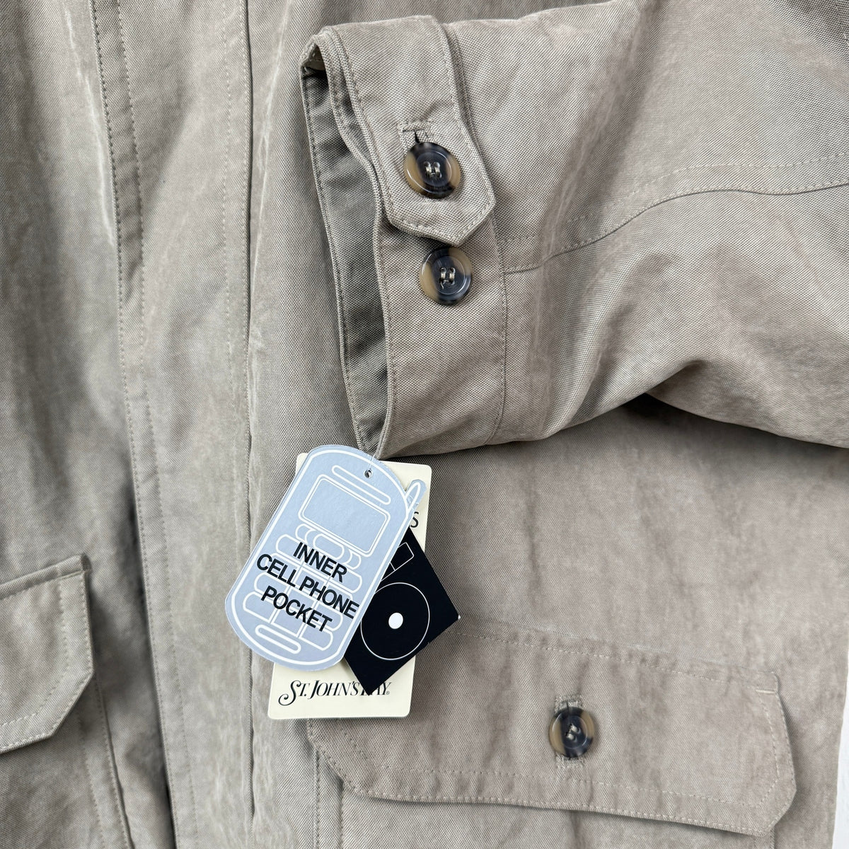 Vintage St John's Bay Field Jacket Nylon Insulated XL Khaki Utility Y2K Workwear