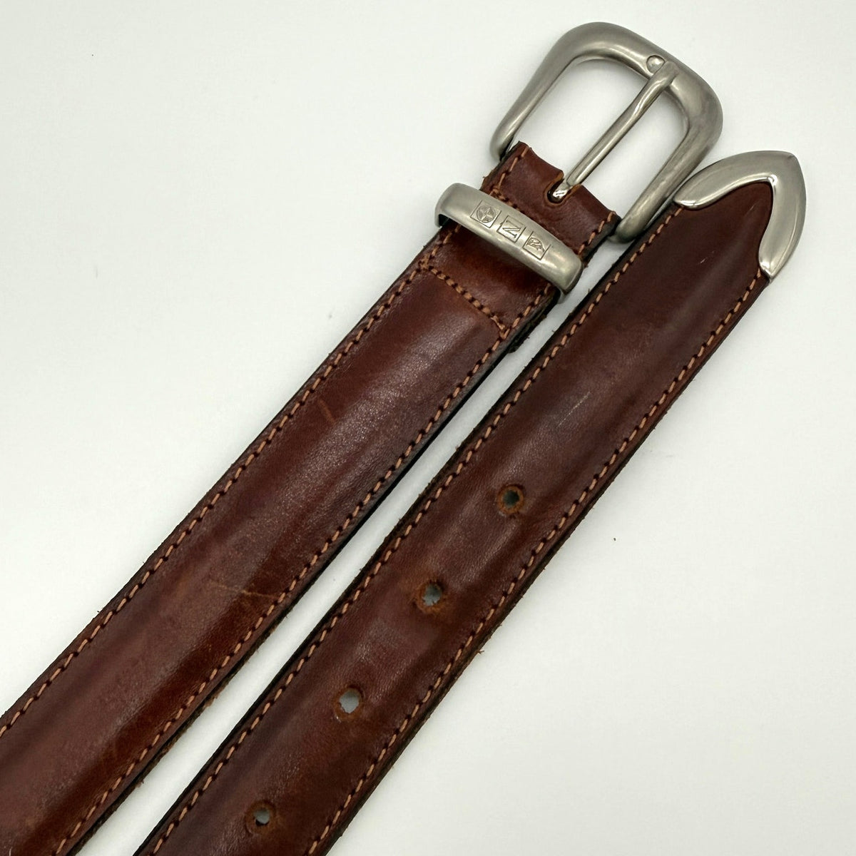 Nautica Leather Belt Brown Size 32 Made in Italy Vintage 90s Y2K Preppy Coastal