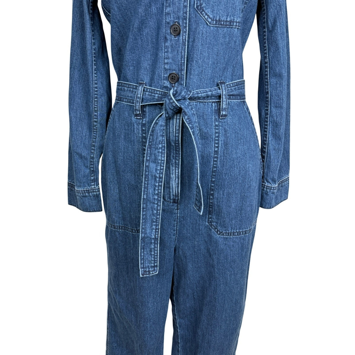 Point Sur by J.Crew Denim Jumpsuit Cotton Belted Size 2 Workwear Utility Casual