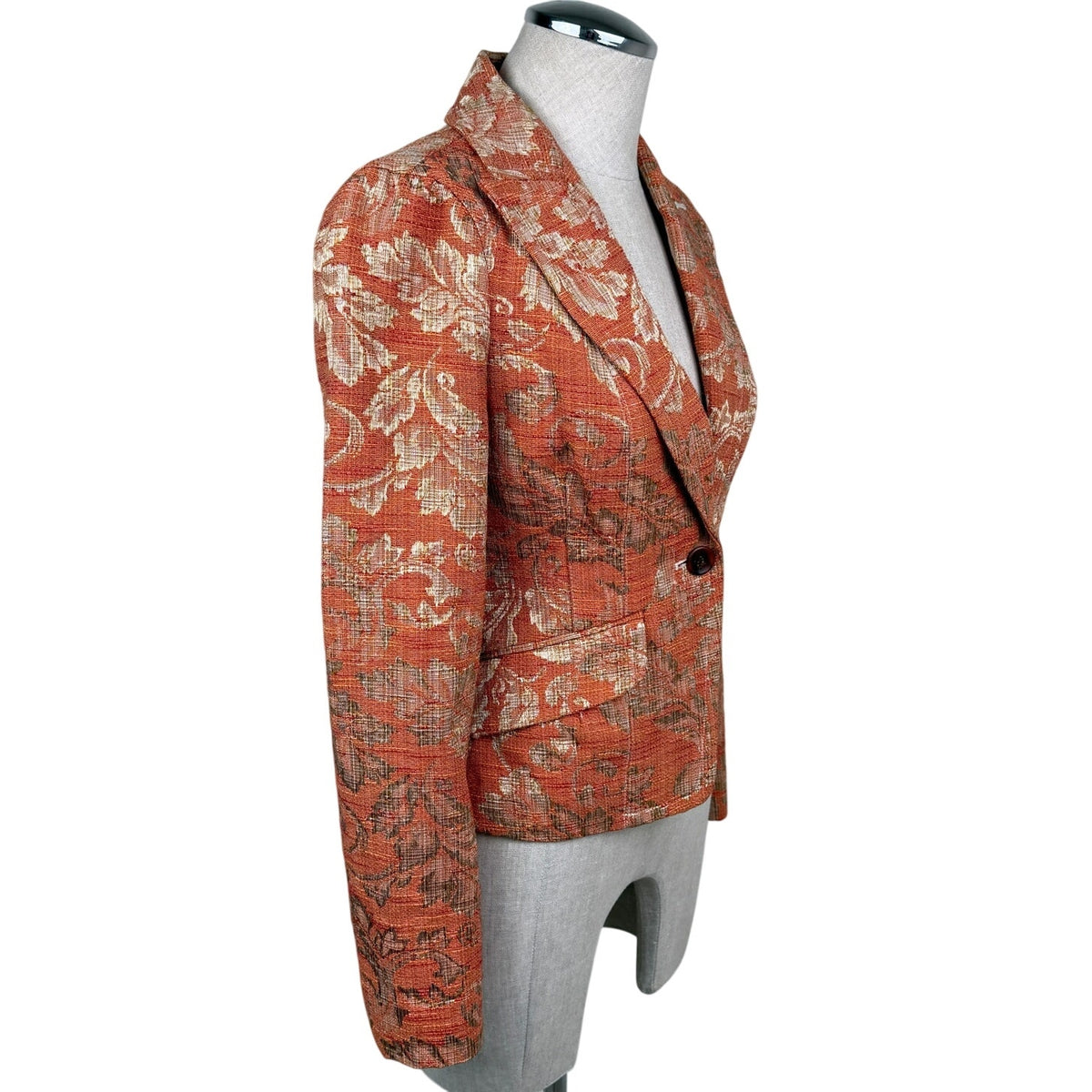 Bebe Tapestry Floral Brocade Blazer Jacket Cotton Blend Vtg Y2K Made in USA Sz 2