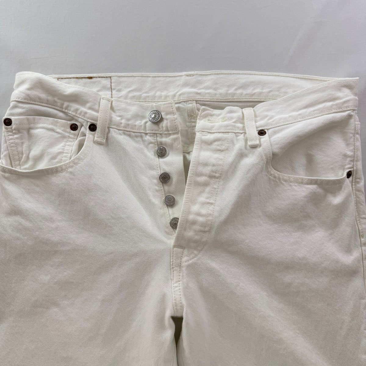 Levi's 501 Original Jeans White Cotton Straight Leg Button Fly 31x30