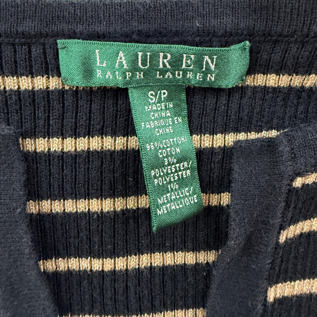 Lauren Ralph Lauren Black & Gold Metallic Stripe Sweater