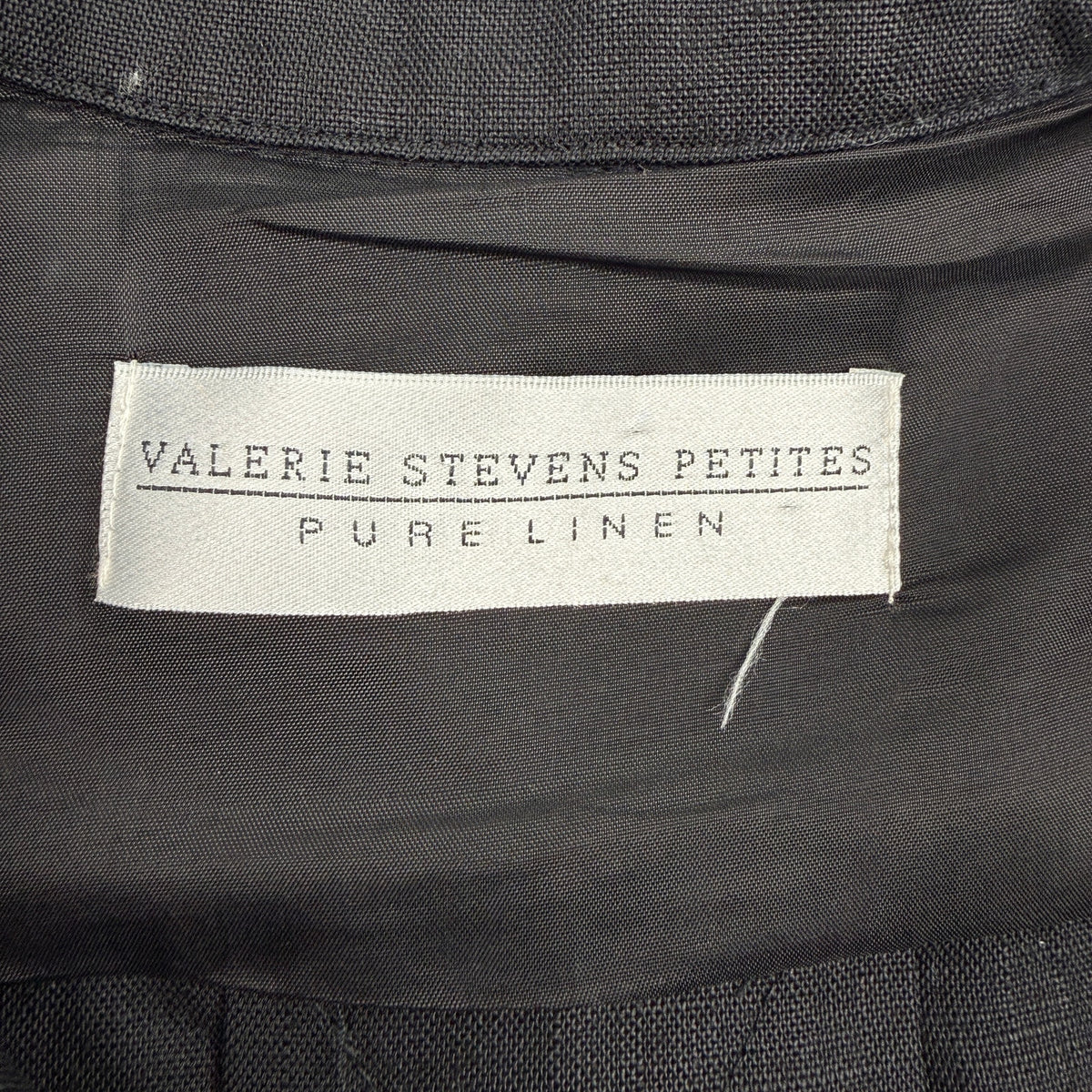 Pure 100% Linen Safari Utility Black Jacket Vintage 90s Valerie Stevens Petites