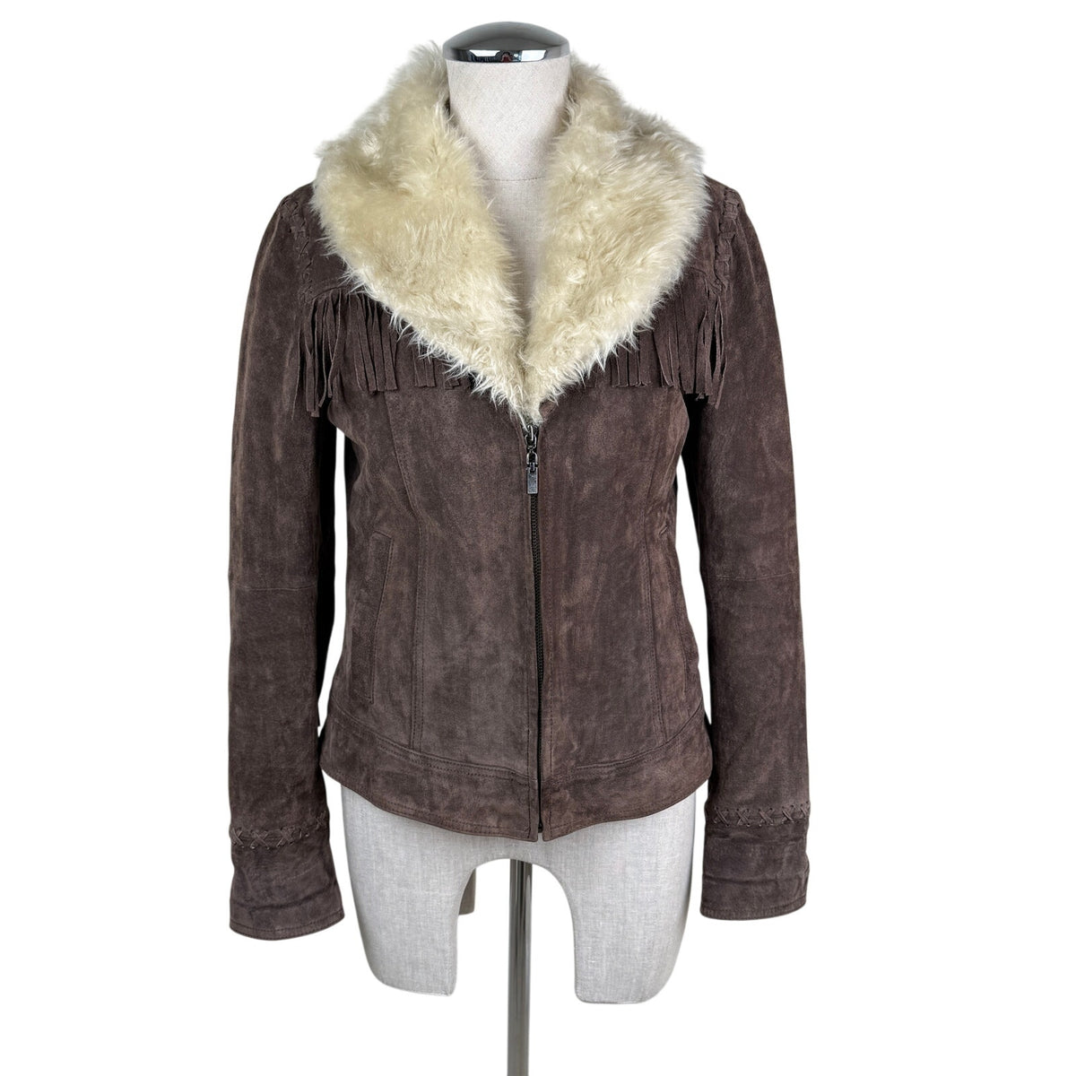Collection Brown Leather Fringe Jacket