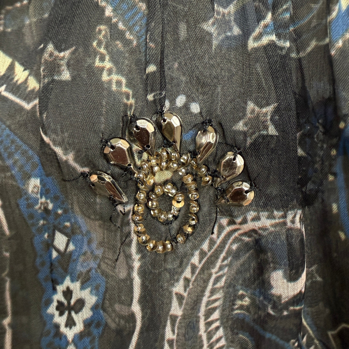 Zadig & Voltaire Paisley Sheer Sleeveless Blouse Rocker Boho Paisley Black Sz L