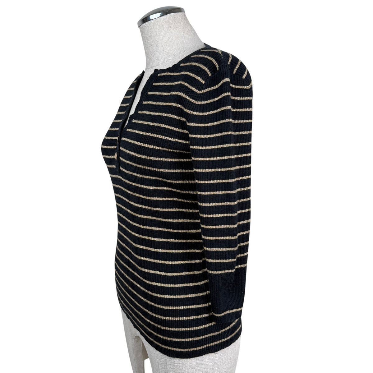 Lauren Ralph Lauren Black & Gold Metallic Stripe Sweater