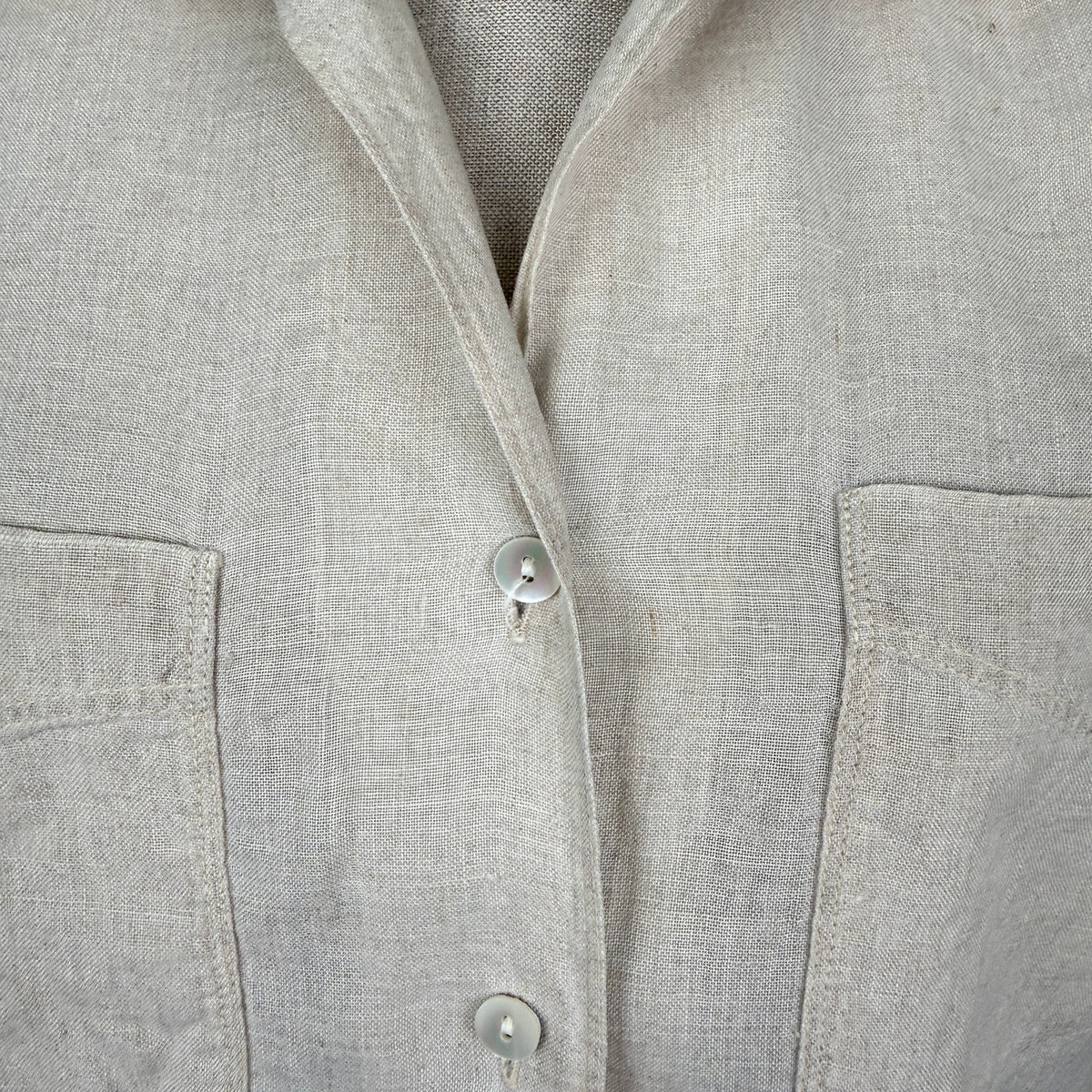 Vintage Banana Republic Irish 100% Linen Button Front Shirt Beige 90s Safari S