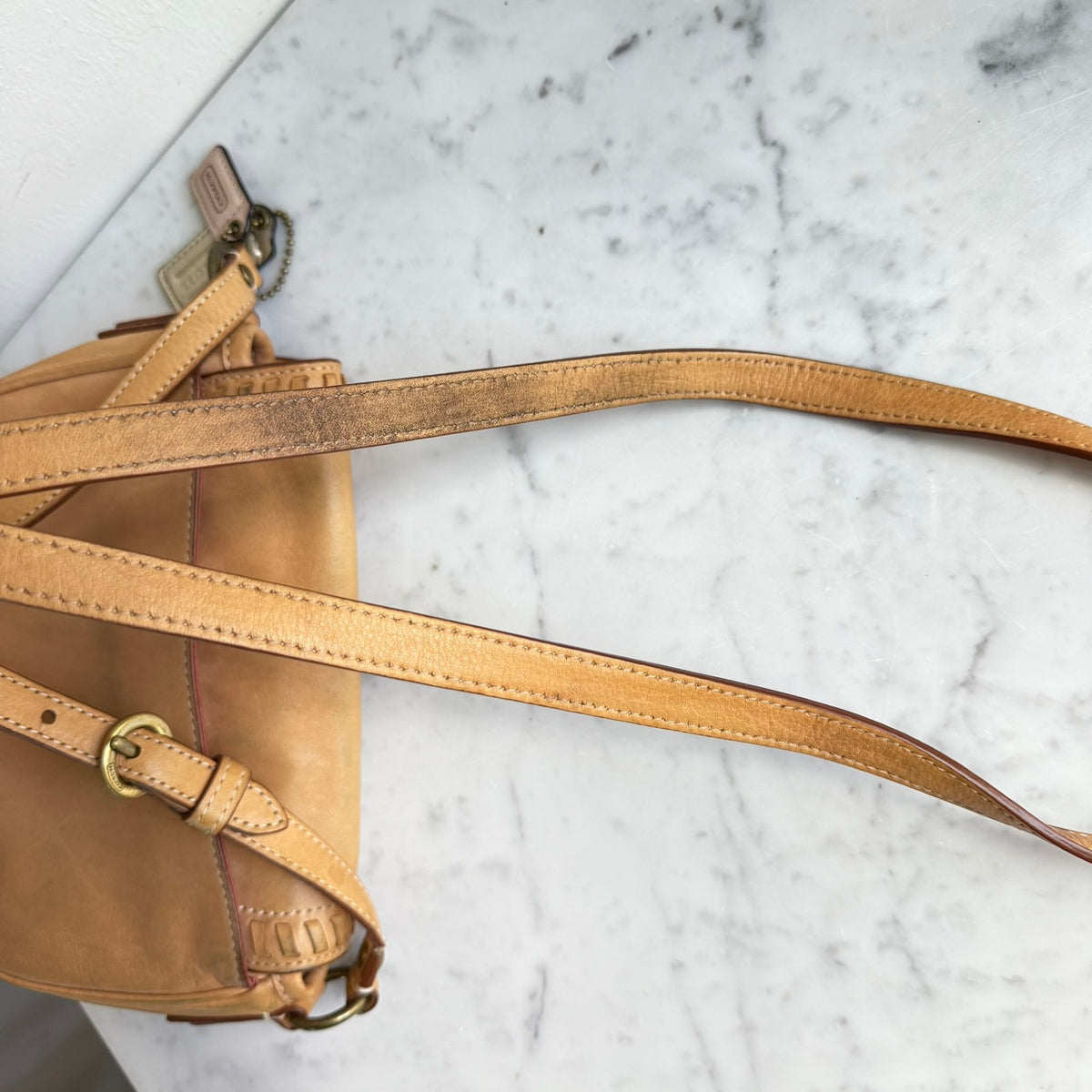 Coach Shoulder Bag Leather Saddle Tan Buckle Western Boho Crossbody