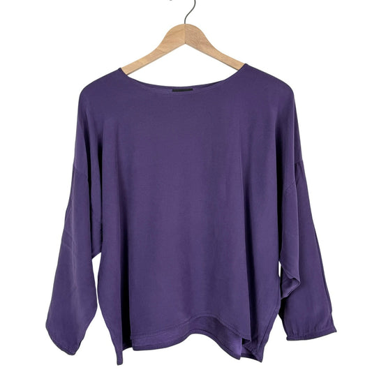Eileen Fisher Violet Purple Silk Blouse Women’s S/M Minimalist