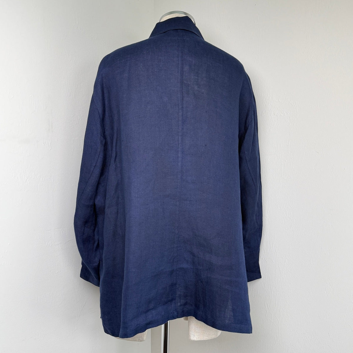 Lauren Ralph Lauren Linen Button Front Shirt Navy Blue Coastal Preppy Summer