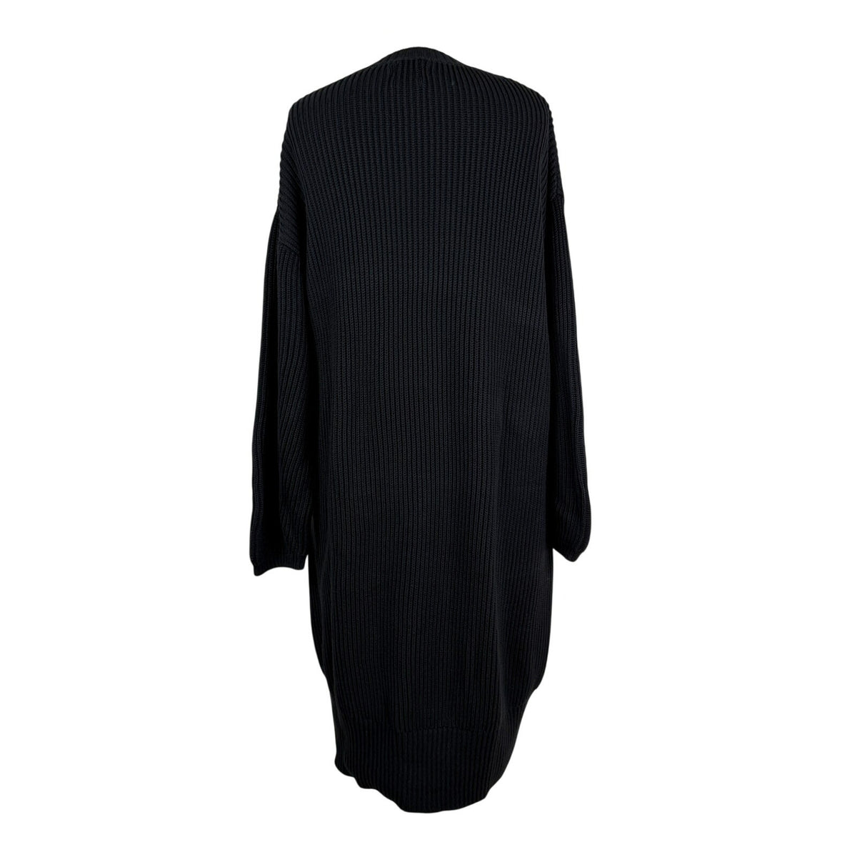 Massimo Dutti Black Ribbed V-Neck Sweater Dress