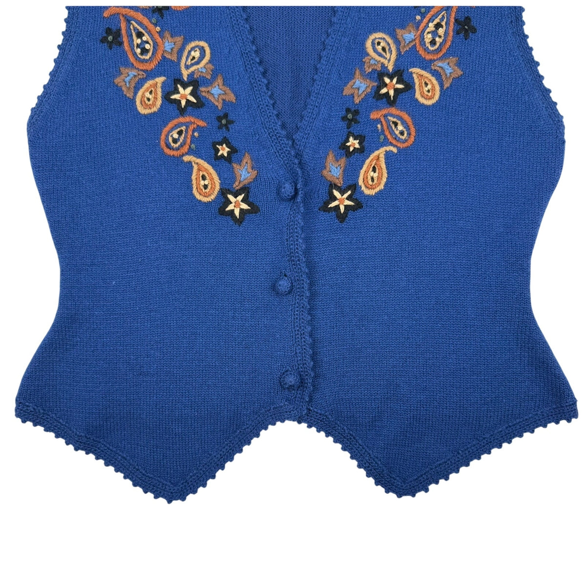 Koret Wool Blend Embroidered Sweater Vest Paisley Western Boho Cowgirl Large