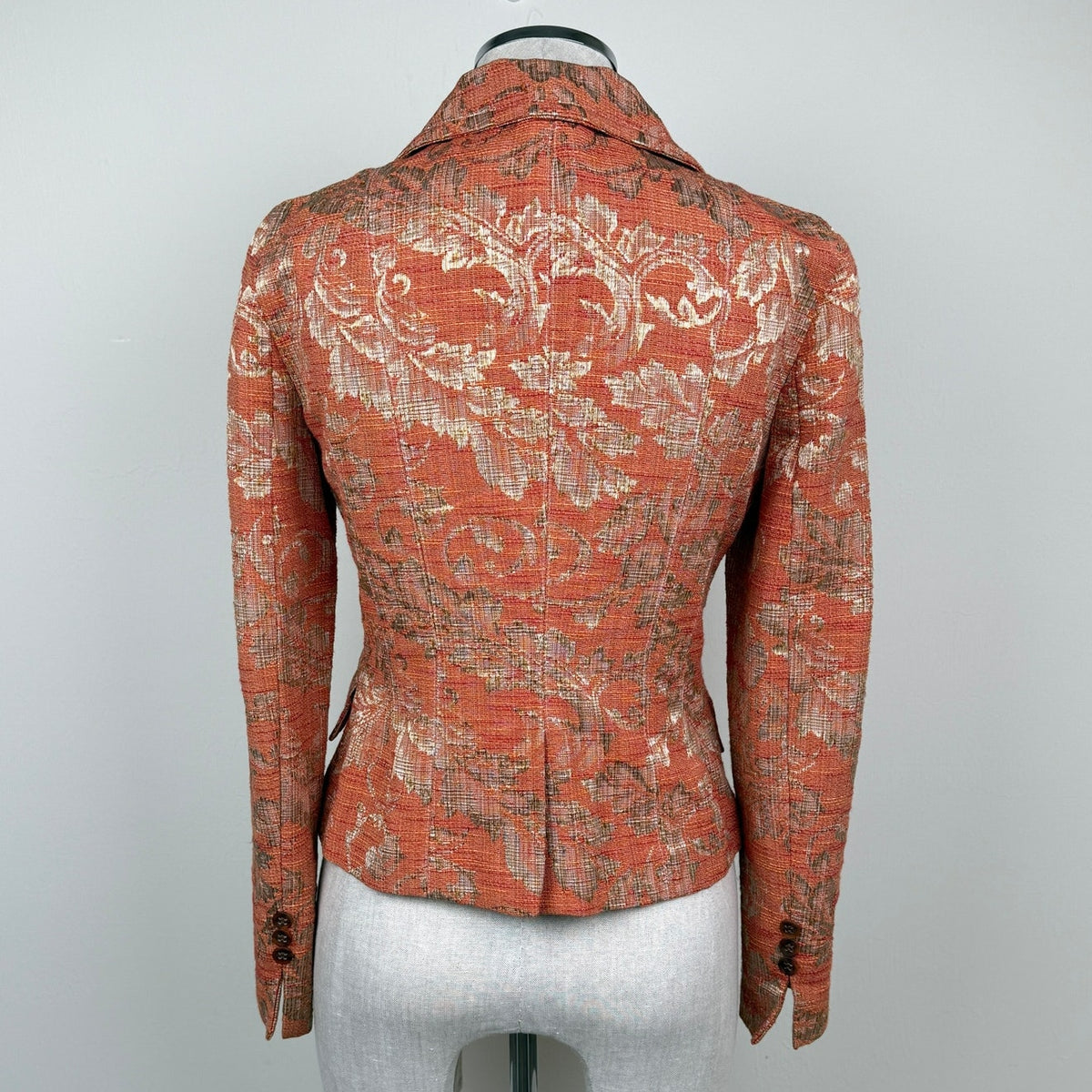 Bebe Tapestry Floral Brocade Blazer Jacket Cotton Blend Vtg Y2K Made in USA Sz 2