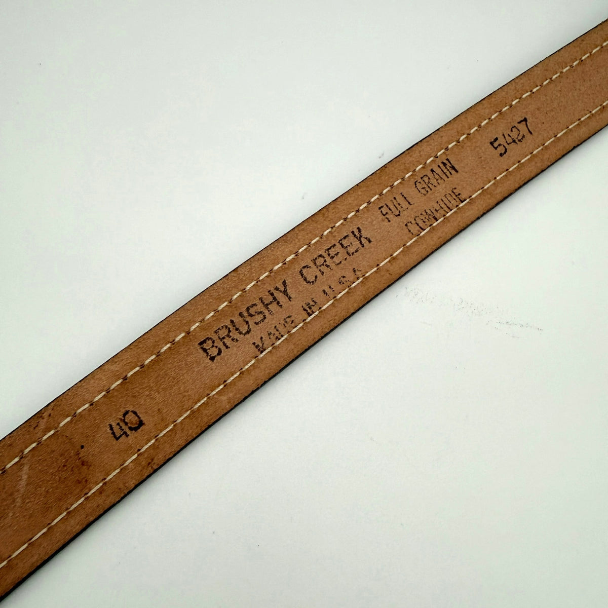 Brushy Creek Full Grain Cowhide Belt Brown Western Tooled Leather USA Made 40