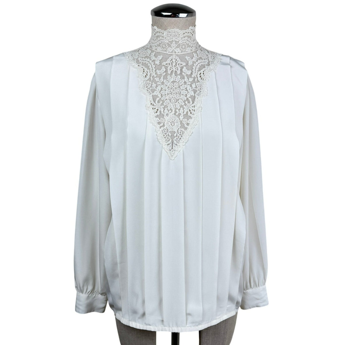 Vintage Ivory Lace High-Neck Blouse