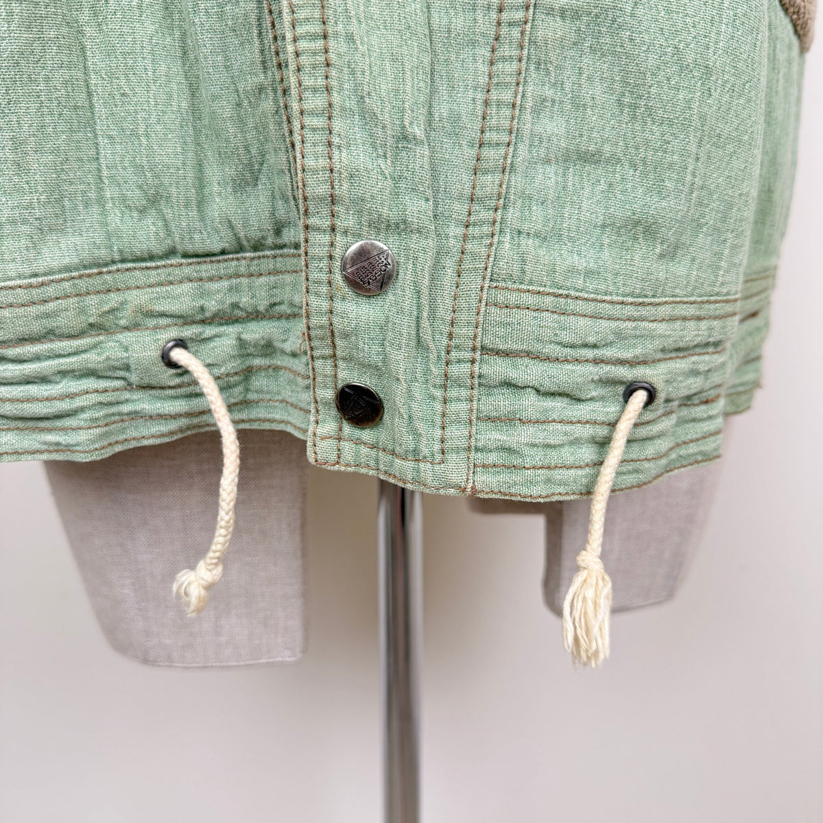 Vintage 80s Contempo Casuals Cotton Utility Vest Green Avant Garde Utility S
