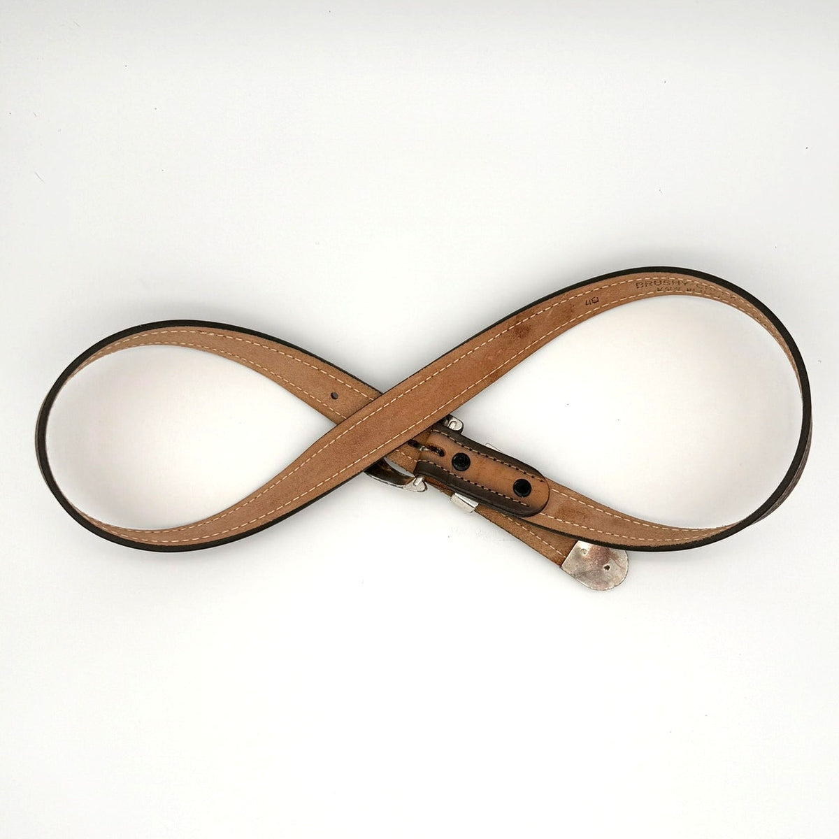 Brushy Creek Full Grain Cowhide Belt Brown Western Tooled Leather USA Made 40