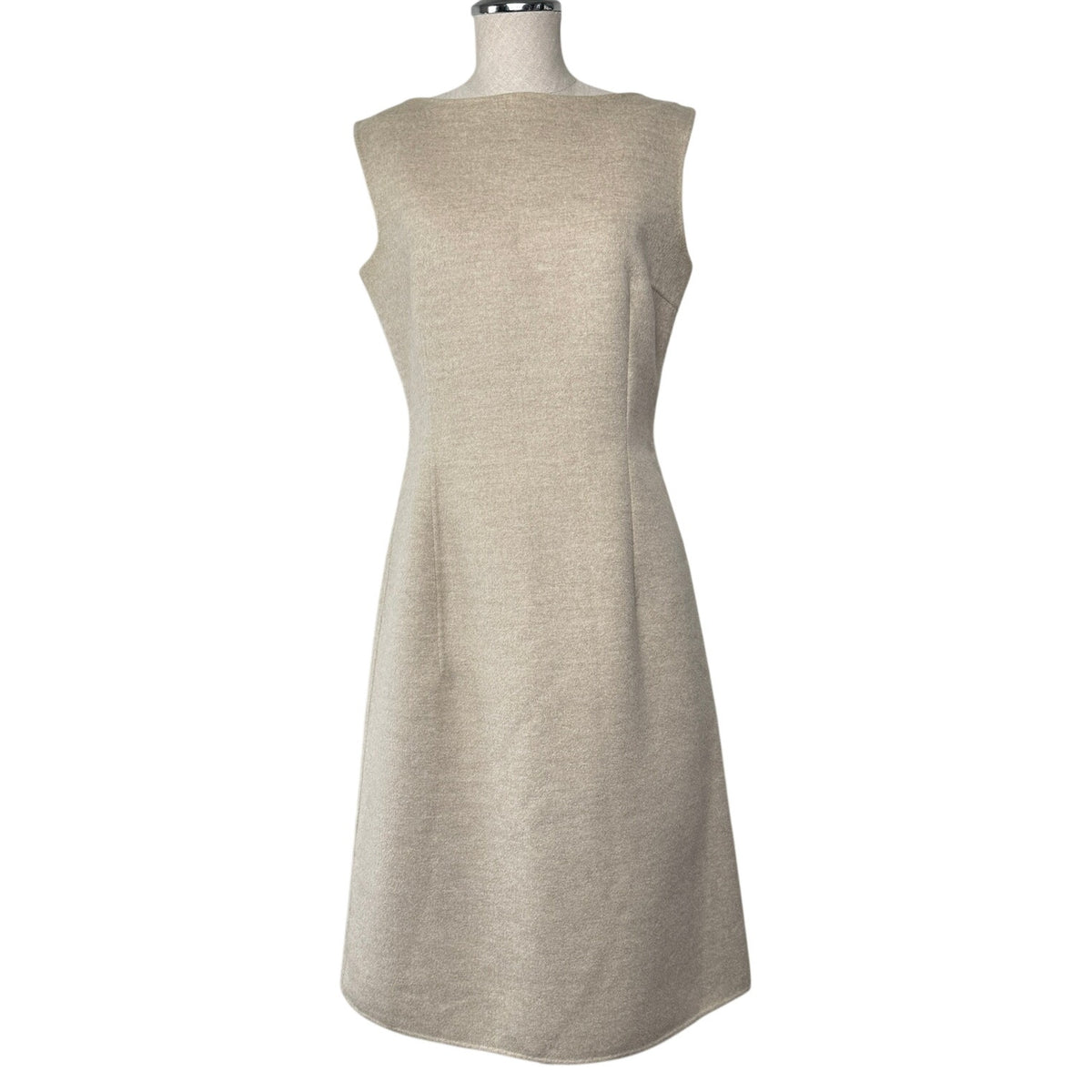 Jil Sander Wool Angora Cashgora Sheath Dress Oatmeal Minimalist Sz IT 38