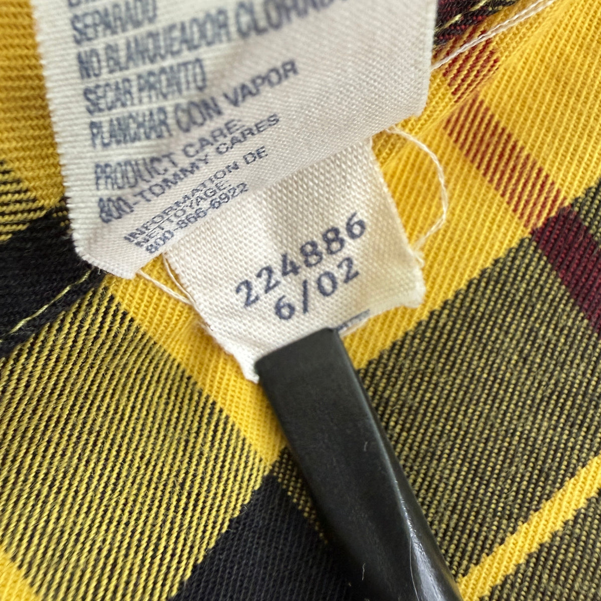 Tommy Hilfiger Jeans Yellow Black Plaid Cotton Shirt Utility Y2K Streetwear Vtg